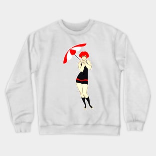 Girl with umbrella on the beach 20s Crewneck Sweatshirt